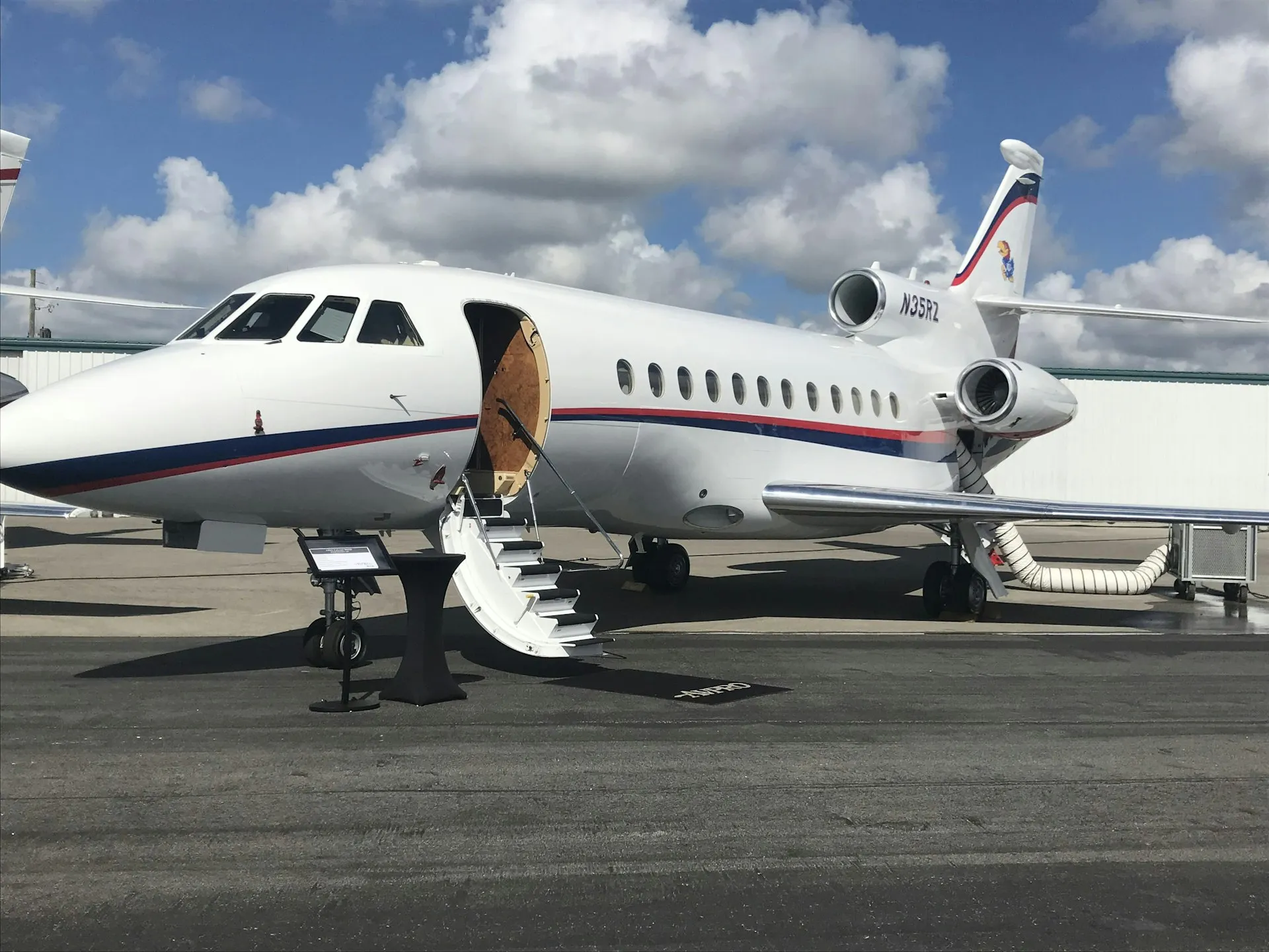 Luxury private jet on runway in Spain
