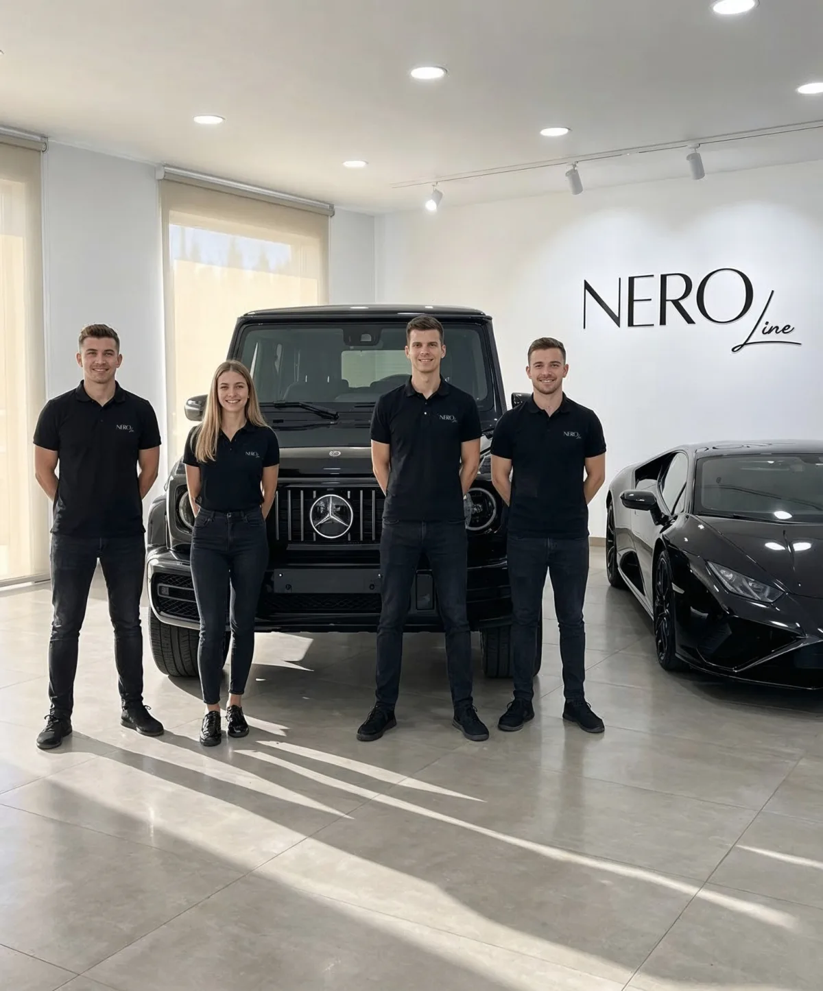 The Nero Line team at their showroom in Alicante, Spain